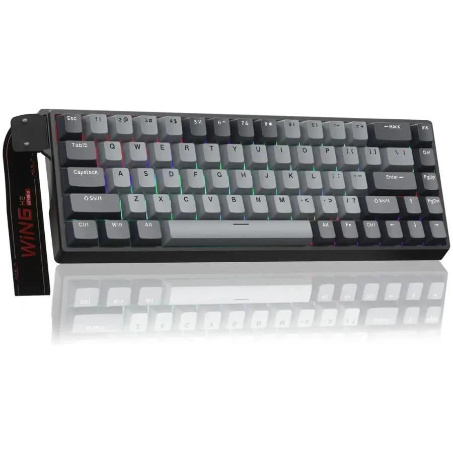 Periféricos Teclado Gamer Aula WIN68HE Pro Light Gray Dark Sw Meteor Magnetico