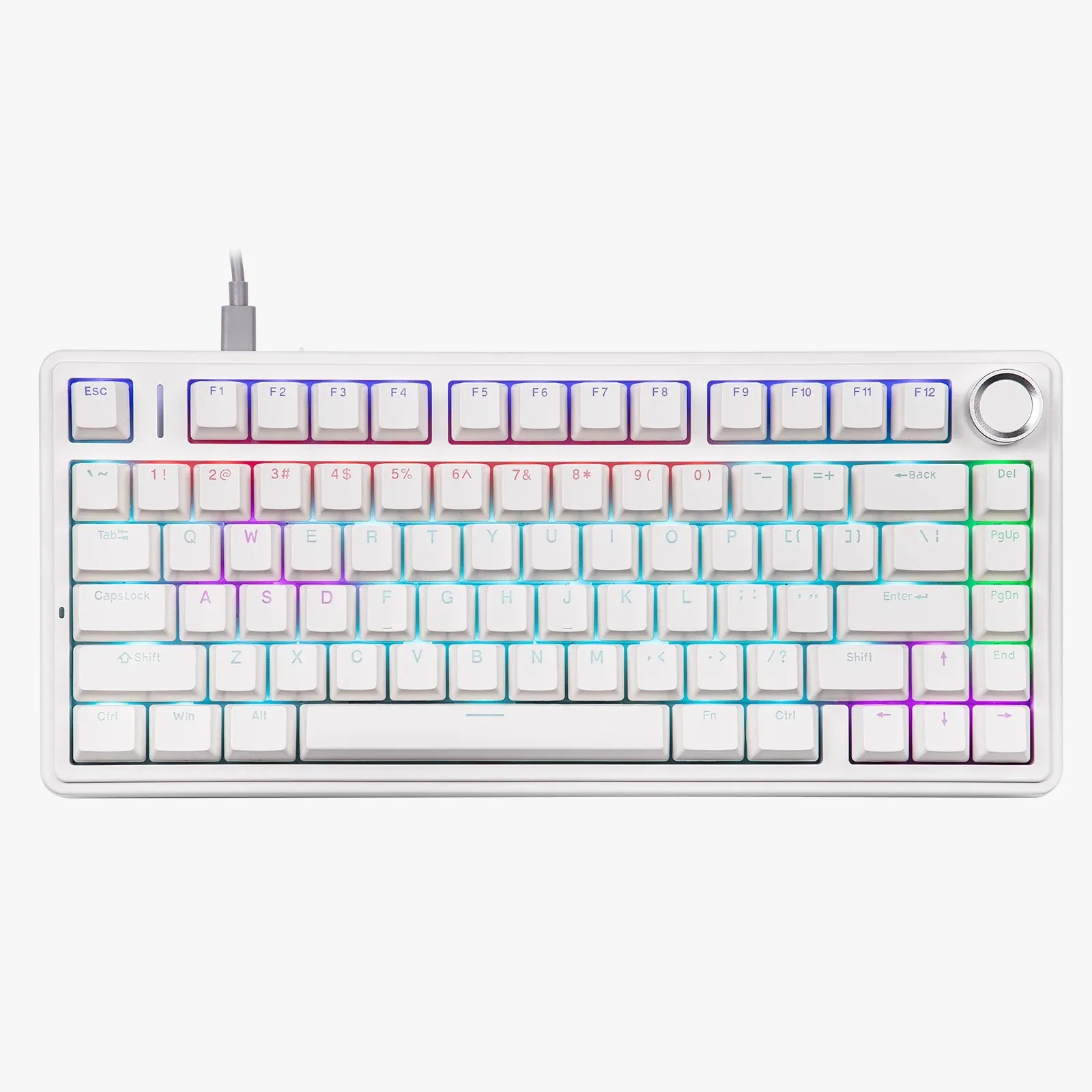 Periféricos Teclado Gamer Aula Switch Red Rainbow Gamer Mecanico F75 White