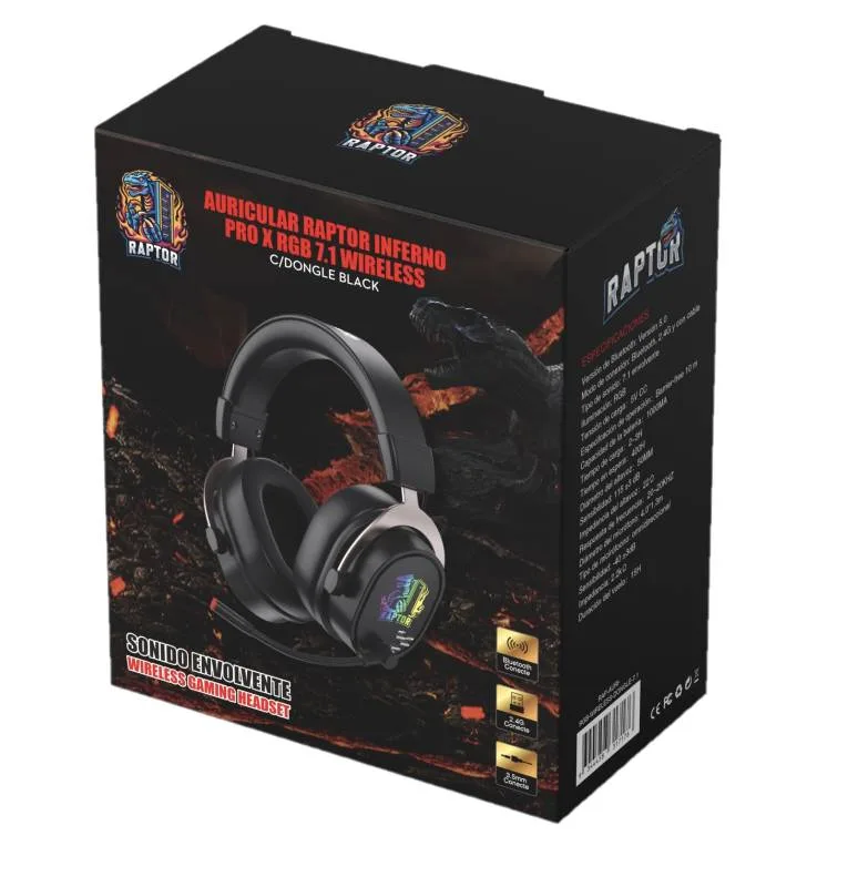 Auricular Gamer/PS4/PC Raptor Inferno Black X Pro-Wireless-7.1