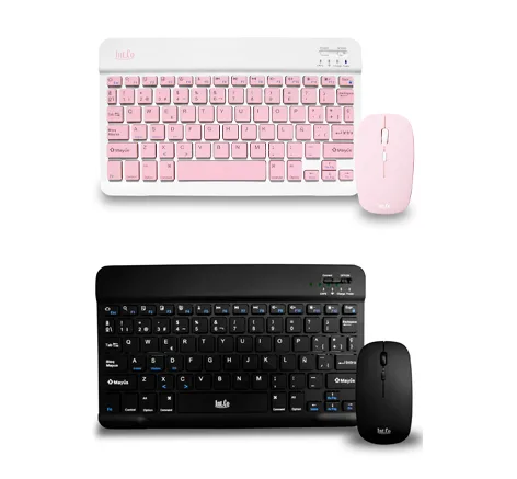 Teclado y Mouse INT.CO Bluetooth – Portable y Recargable – RDKM-906- PINK o -BLACK