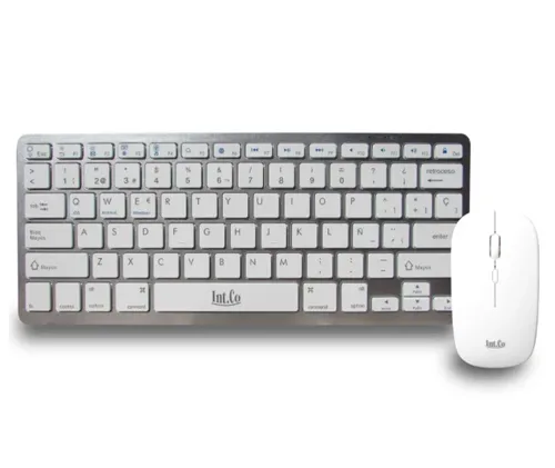 Teclado y Mouse INT.CO Bluetooth – Portable y Recargable – RDKM-908 Plateado !