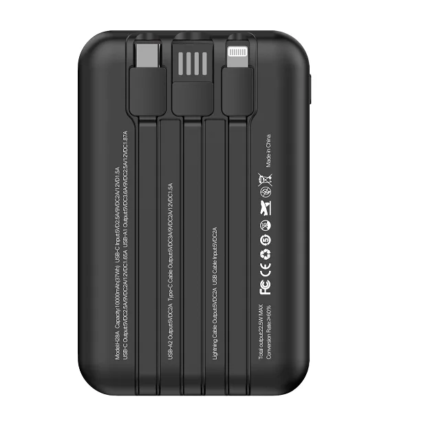 Power Bank Kelyx Mini 10000 mHa Type-C+USB+Lightning Fast Charge 22.5W Black