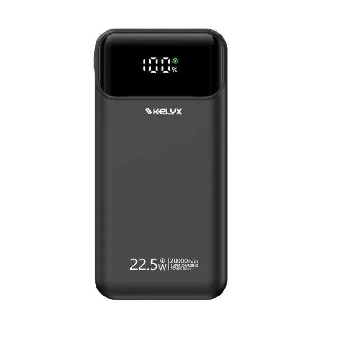 Power Bank Kelyx Slim 20000 mHa Type-C+USB+Lightning Fast Charge 22.5W Black