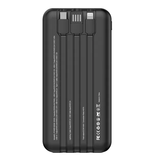 Power Bank Kelyx Slim 20000 mHa Type-C+USB+Lightning Fast Charge 22.5W Black
