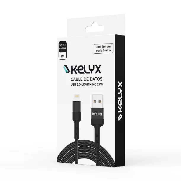 Cable Kelyx USB 3.0 a Lightning 27W 1mt