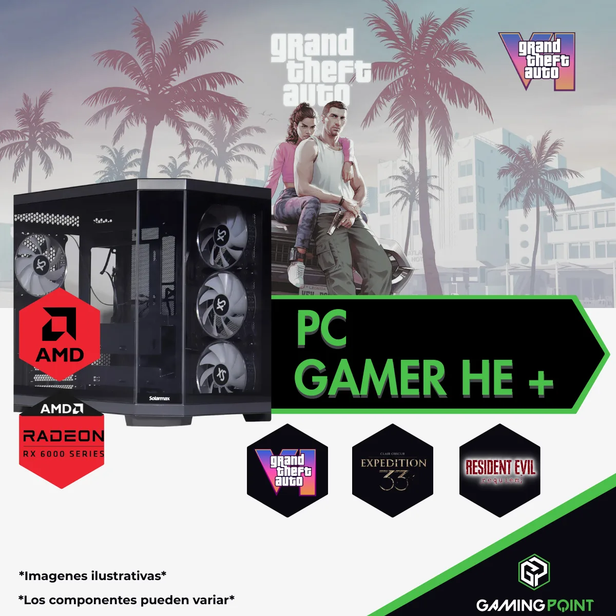 PC GAMER HE RYZEN 7 5700 b550m wifi 32GB RAM RX 6800 XT SSD M.2 1TB 750W