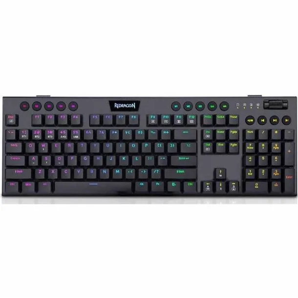 Teclado Redragon K618 Rgb Sp Rd Horus Wireless Red Swtich Full Tri Modo