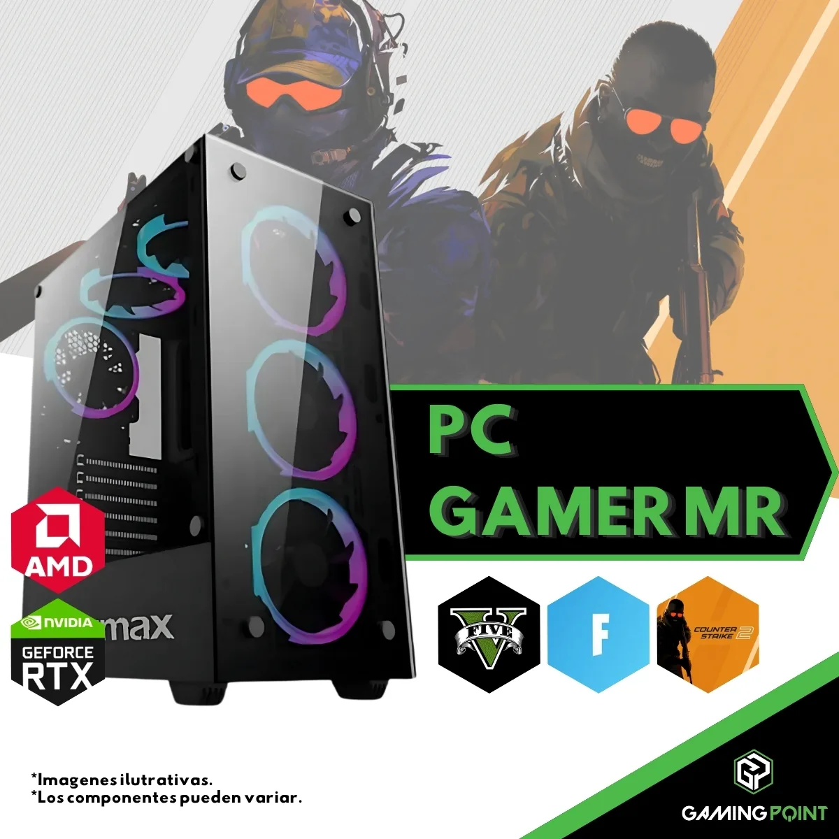 PC GAMER RYZEN 7 5700G A520 16GB RAM RTX 1660 TI 6GB SSD 480GB 650W Entrada Gaming