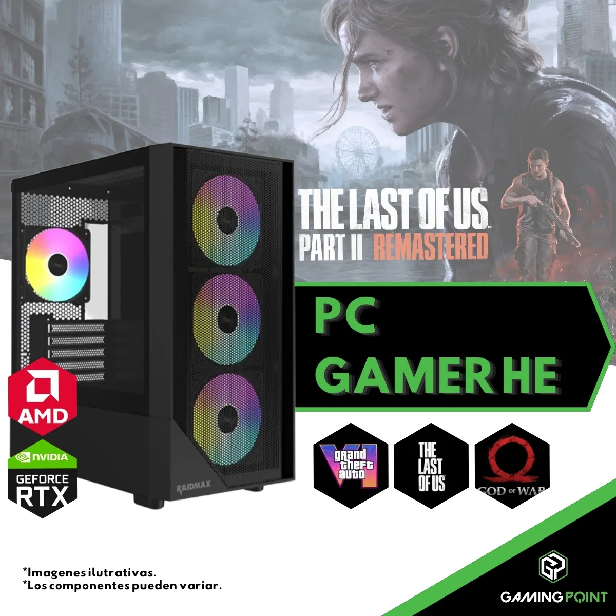 PC GAMER RYZEN 5 9600x B650 16gb ram RTX 5060 m2 1tb 6000mb/s 650w Gabinete gamer