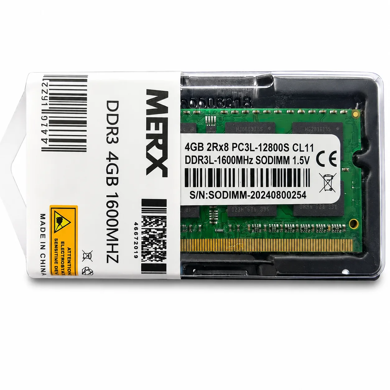 MEMORIA RAM MERX 4GB SODIMM DDR3 1600MHZ 1.5V