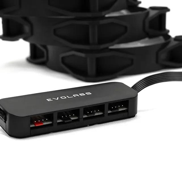 Kit De 3 Cooler Fan Pack Evolabs Cryofan 12 Argb 120mm Pwm Conntroladora Hub Argb - 4 Interfases - Control Por Soft O BotÓn Reset