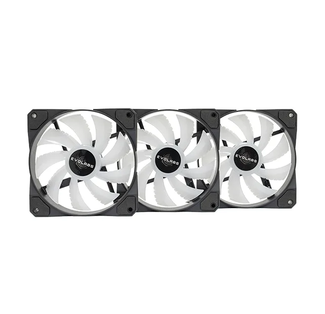 Kit De 3 Cooler Fan Pack Evolabs Cryofan 12 Argb 120mm Pwm Conntroladora Hub Argb - 4 Interfases - Control Por Soft O BotÓn Reset