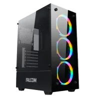Gabinete Gamer Falcom G-8012 Fan Rainbow 3 Ventiladores Vidrio Templado