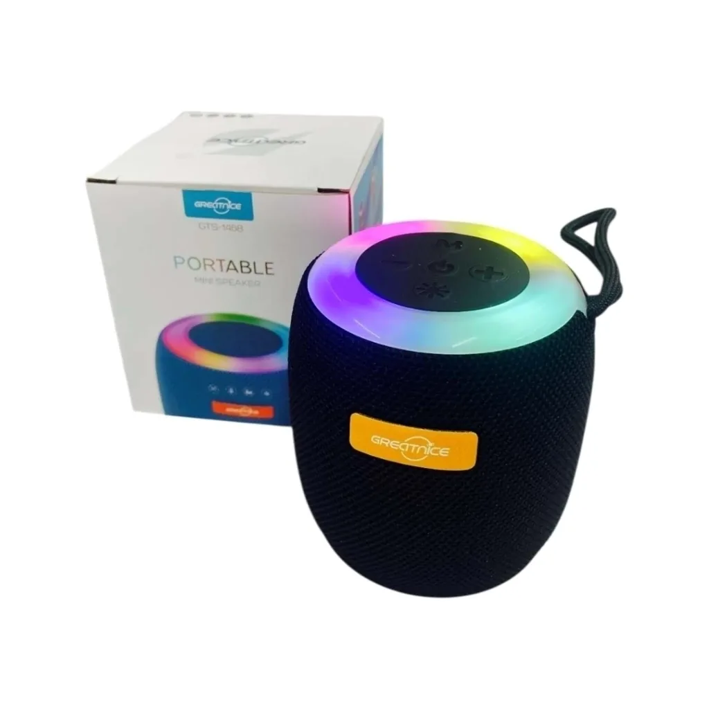 Parlante Portátil Bluetooth Inalámbrico Led Rgb Gts1468 Negro 5w