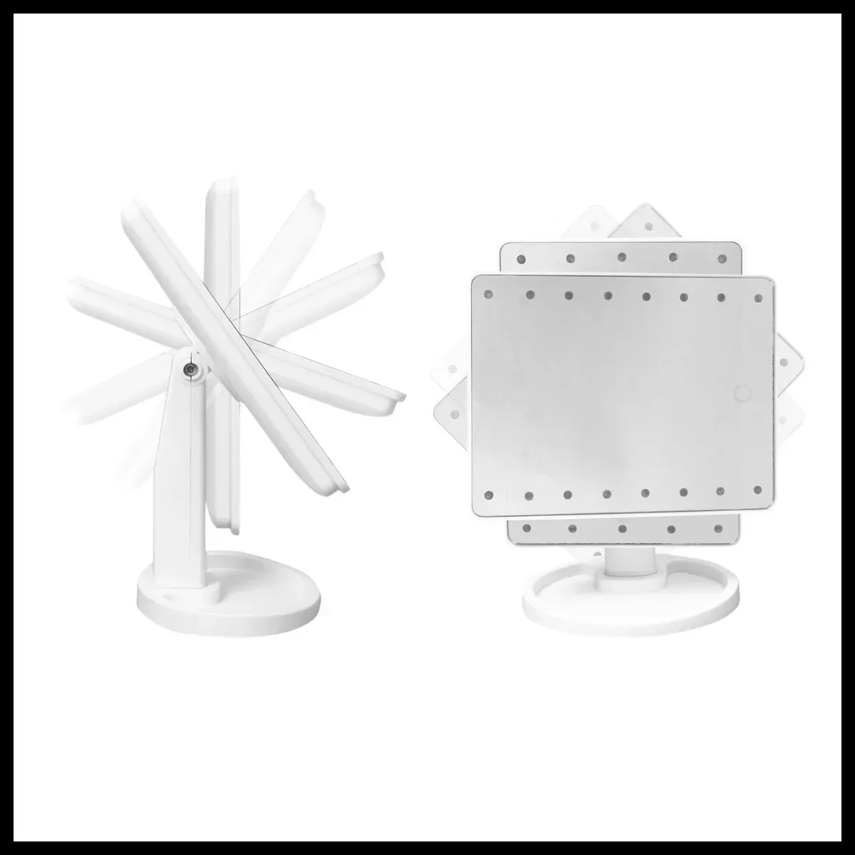 Espejo Maquillaje Led Frío Touch Giratorio Rectangular