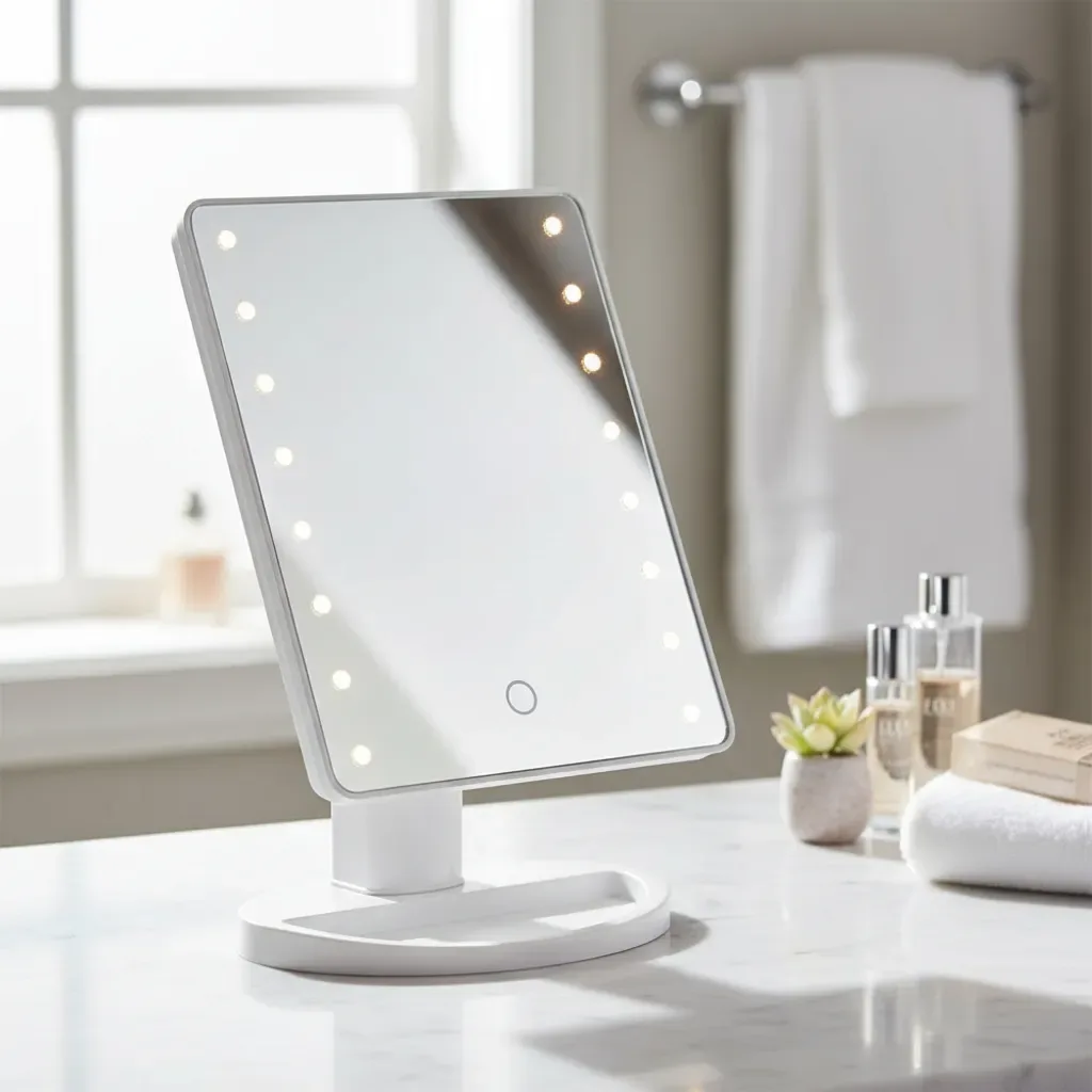 Espejo Maquillaje Led Frío Touch Giratorio Rectangular