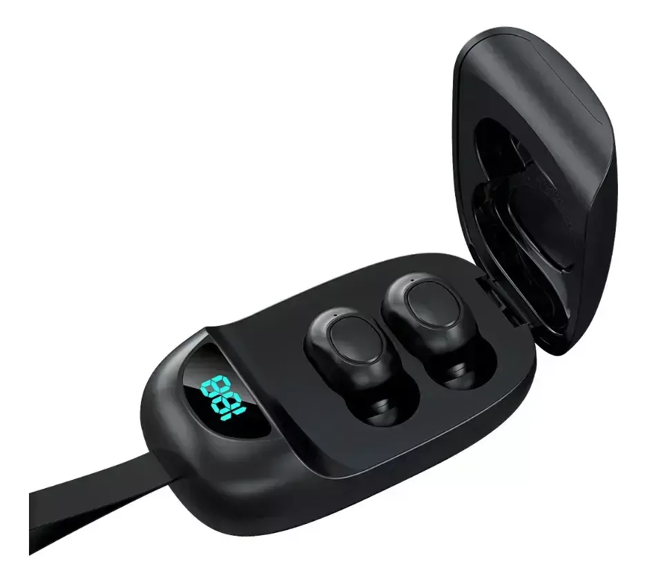 Auriculares Inalambricos Bluetooth In Ear Tws Led Microfono Sport Negros