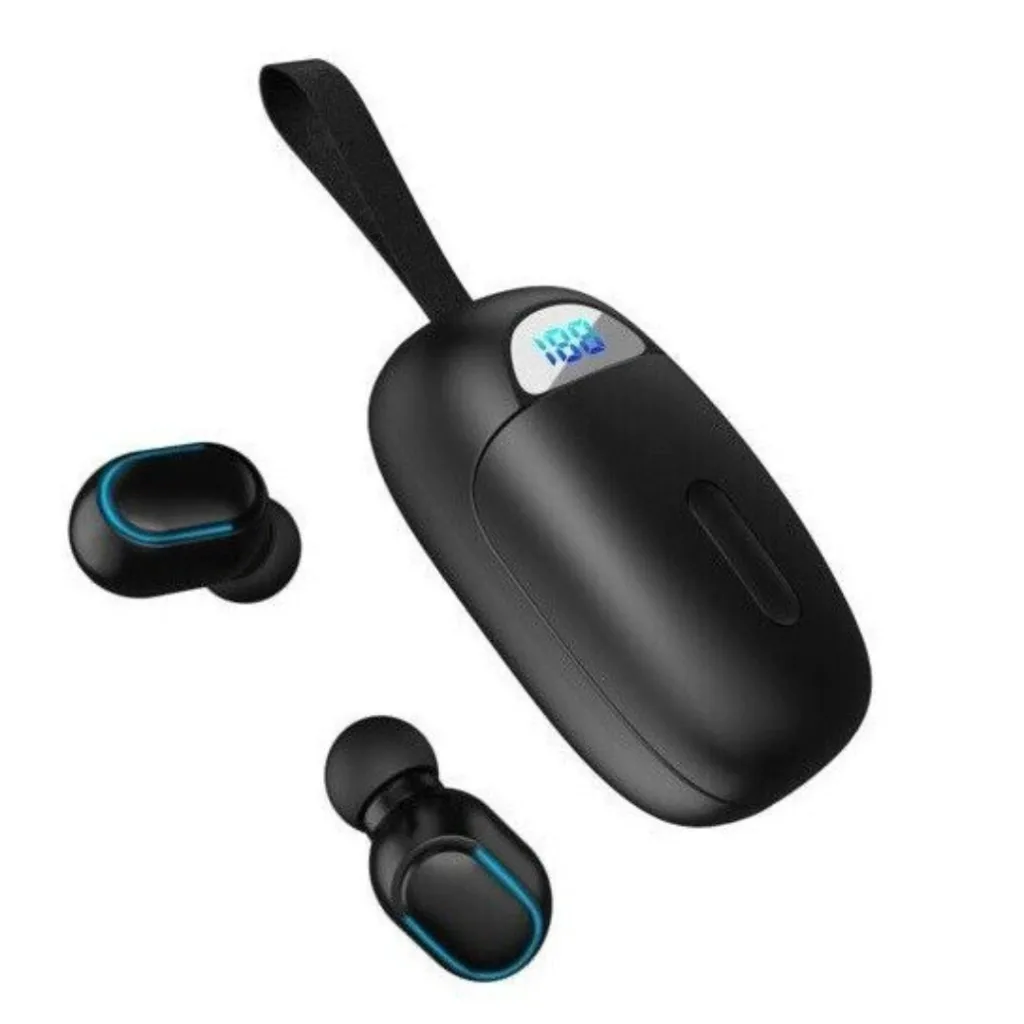 Auriculares Inalambricos Bluetooth In Ear Tws Led Microfono Sport Negros