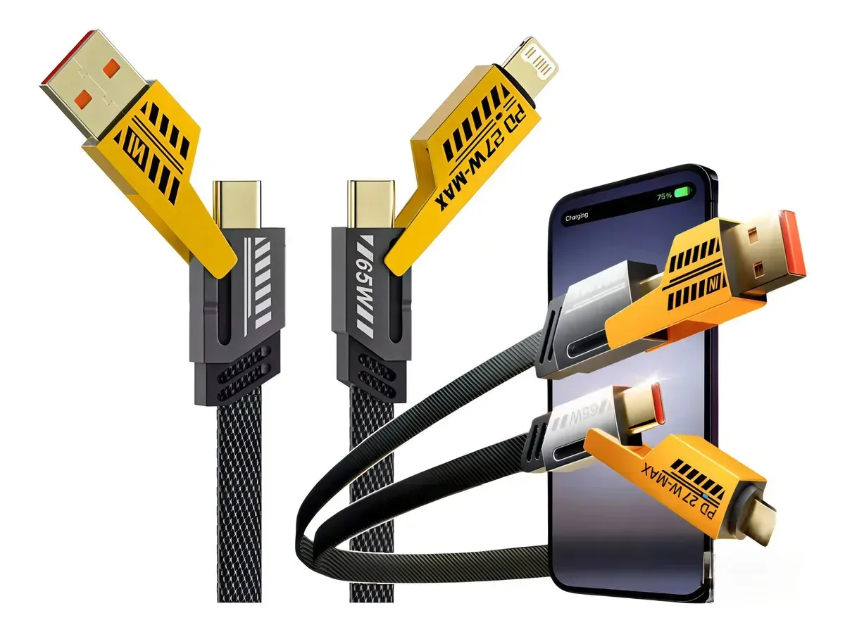 Cable USB Tipo C para Iphone Android 65w Usb A y C 4 en 1 tipo IP nylon carga rápida