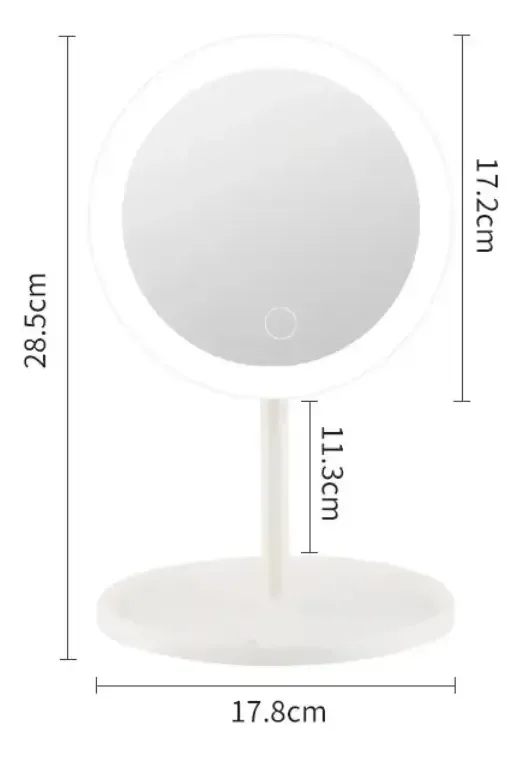 Espejo Para Maquillaje Con Luz Led Touch Inalambrico Usb