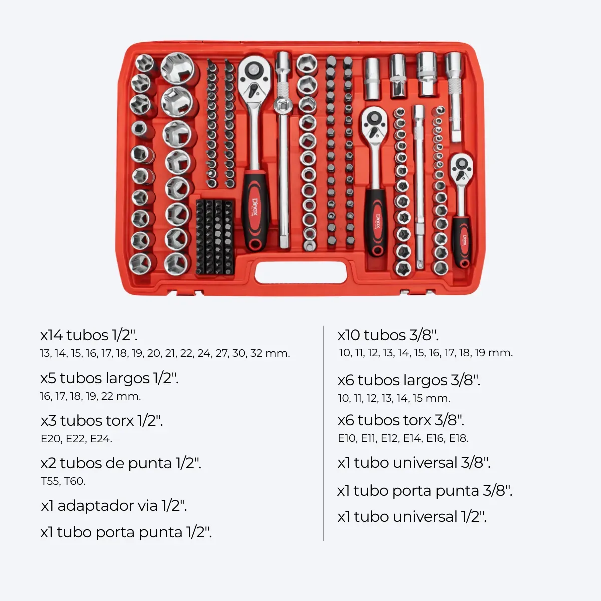 Juego Llaves Tubo 216 Piezas Cromo Antideslizante