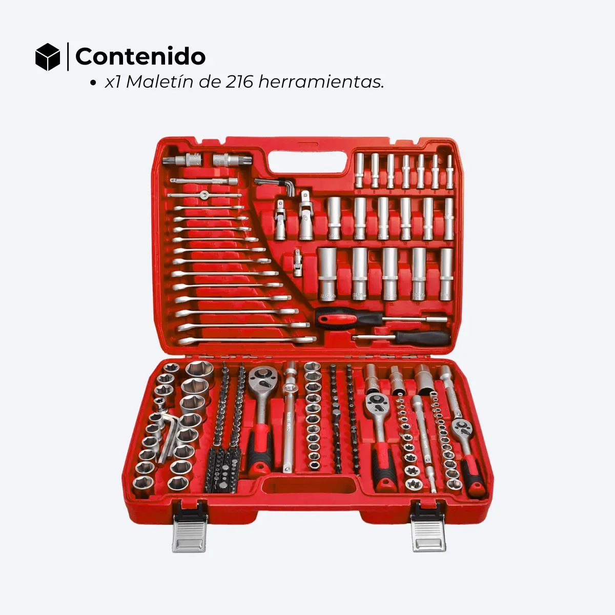 Juego Llaves Tubo 216 Piezas Cromo Antideslizante