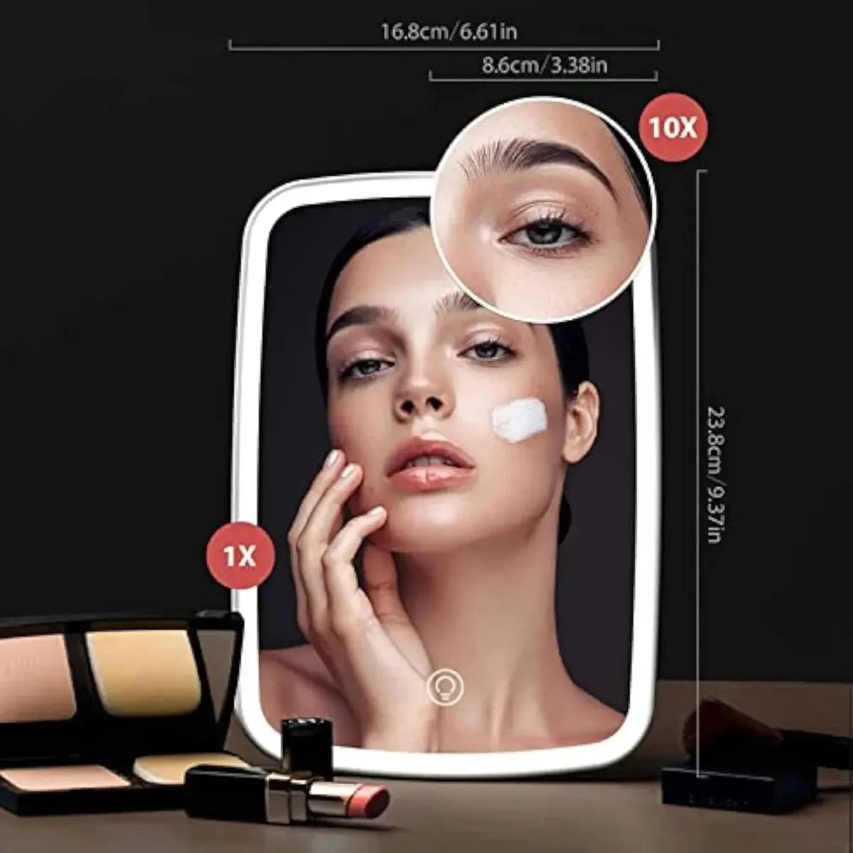 Espejo Para Maquillaje Con Luz Led Portatil Touch 3 Modos Usb