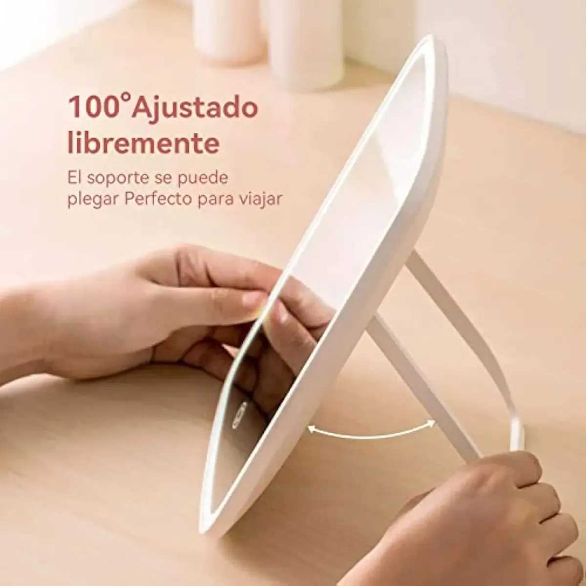 Espejo Para Maquillaje Con Luz Led Portatil Touch 3 Modos Usb