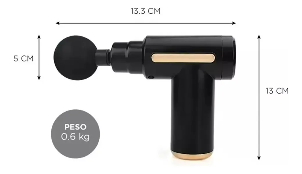 Pistola Masajeadora Muscular Inalámbrica 4 Cabezales Vibración Rojo