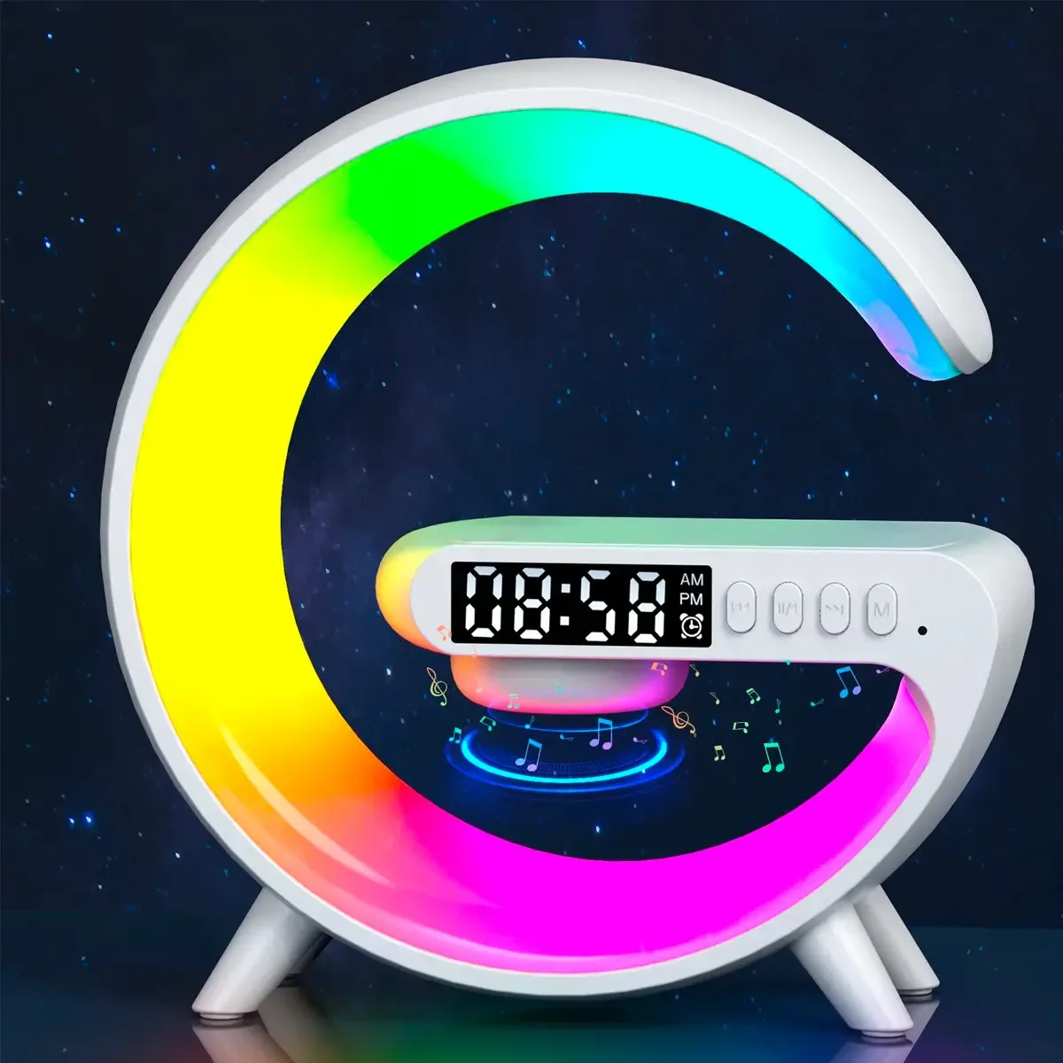 Velador Parlante Bluetooth Luz Led Rgb Portátil Cargador Inalámbrico