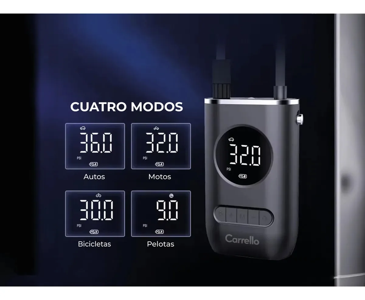 Compresor De Aire Portatil Inflador Recargable Auto Camioneta Bicicleta Moto Pelota Inflables