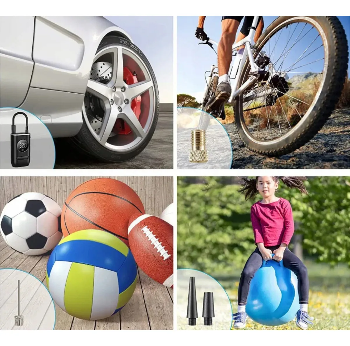 Compresor De Aire Portatil Inflador Recargable Auto Camioneta Bicicleta Moto Pelota Inflables