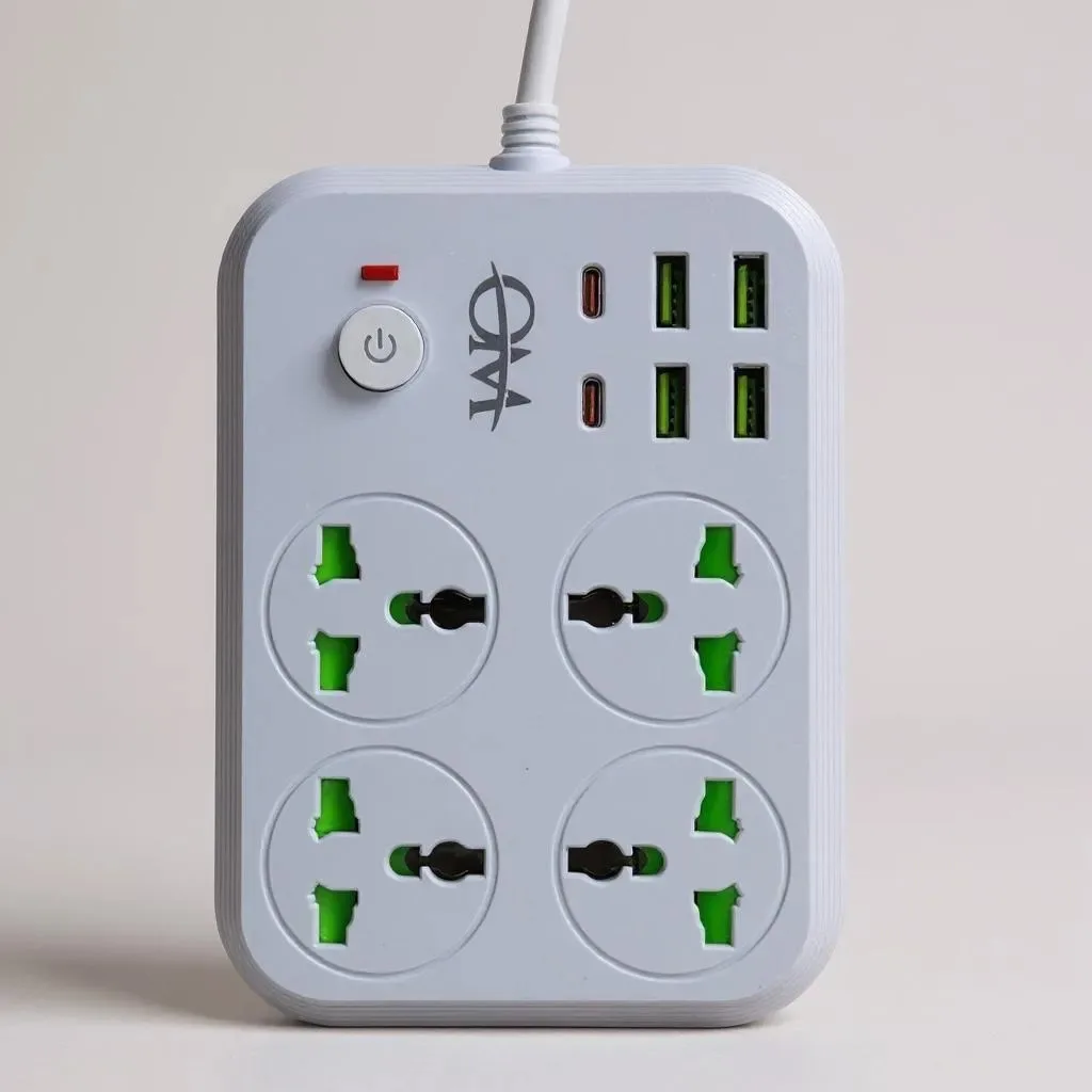 Zapatilla Inetligente 4 Usb 4.1a Tipo C 2000w 4 Tomas