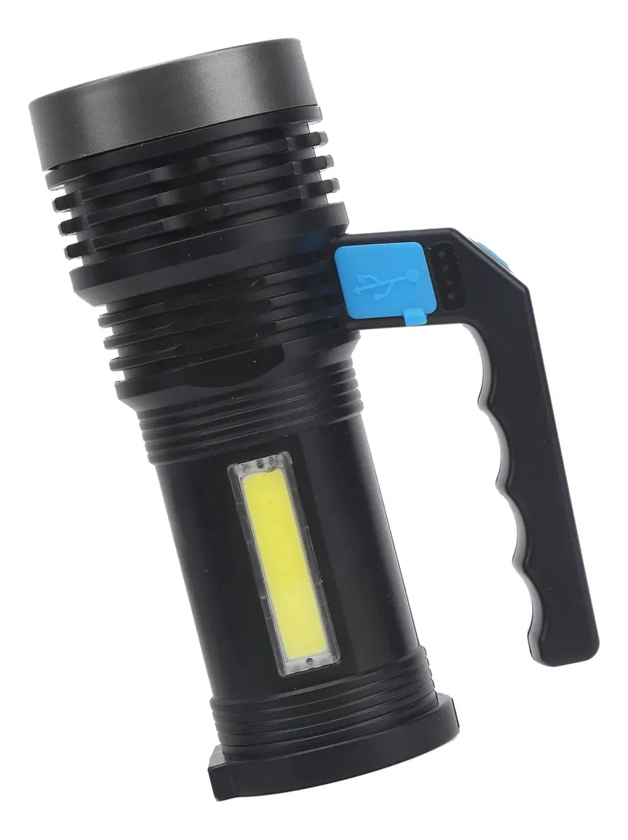 Linterna Led Recargable Usb Camping Buscahuella 3w Led Cob Linterna Negro Luz Fria/dia