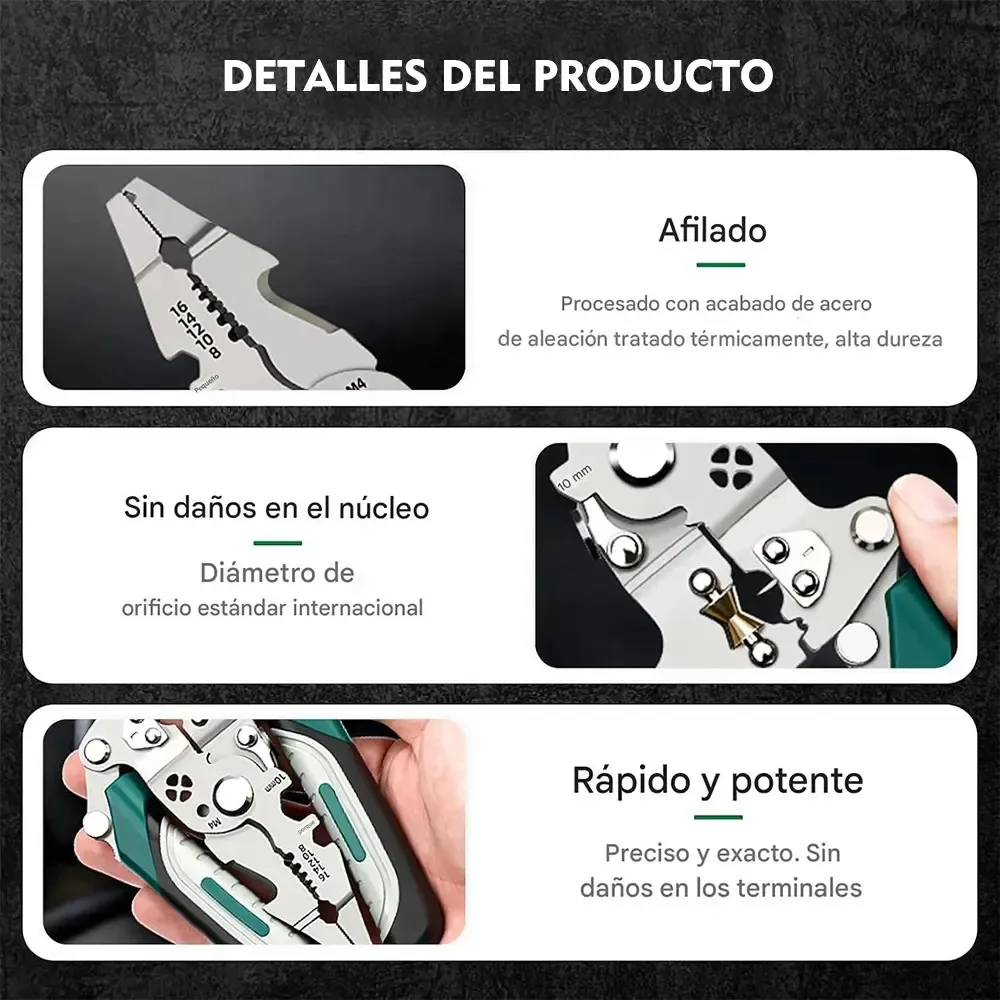 Pelacables Plegable Multifunción Con Crimpadora Y Cortador