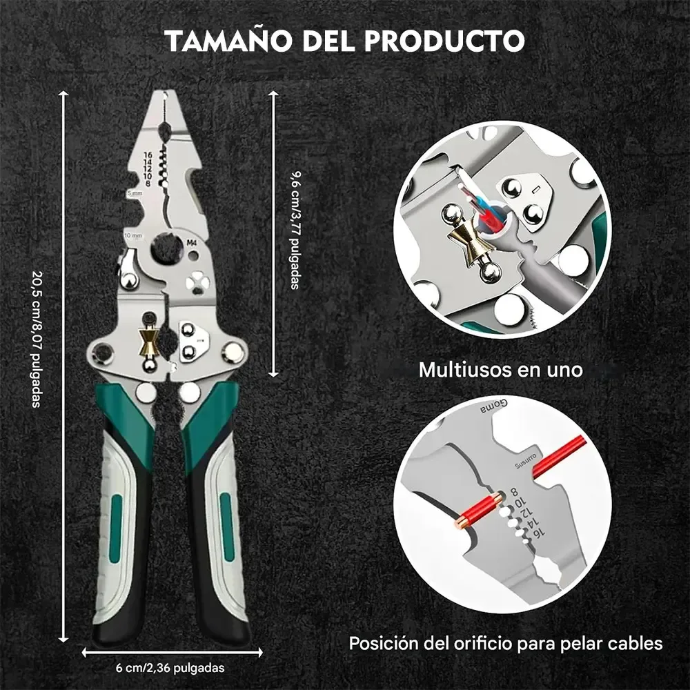 Pelacables Plegable Multifunción Con Crimpadora Y Cortador