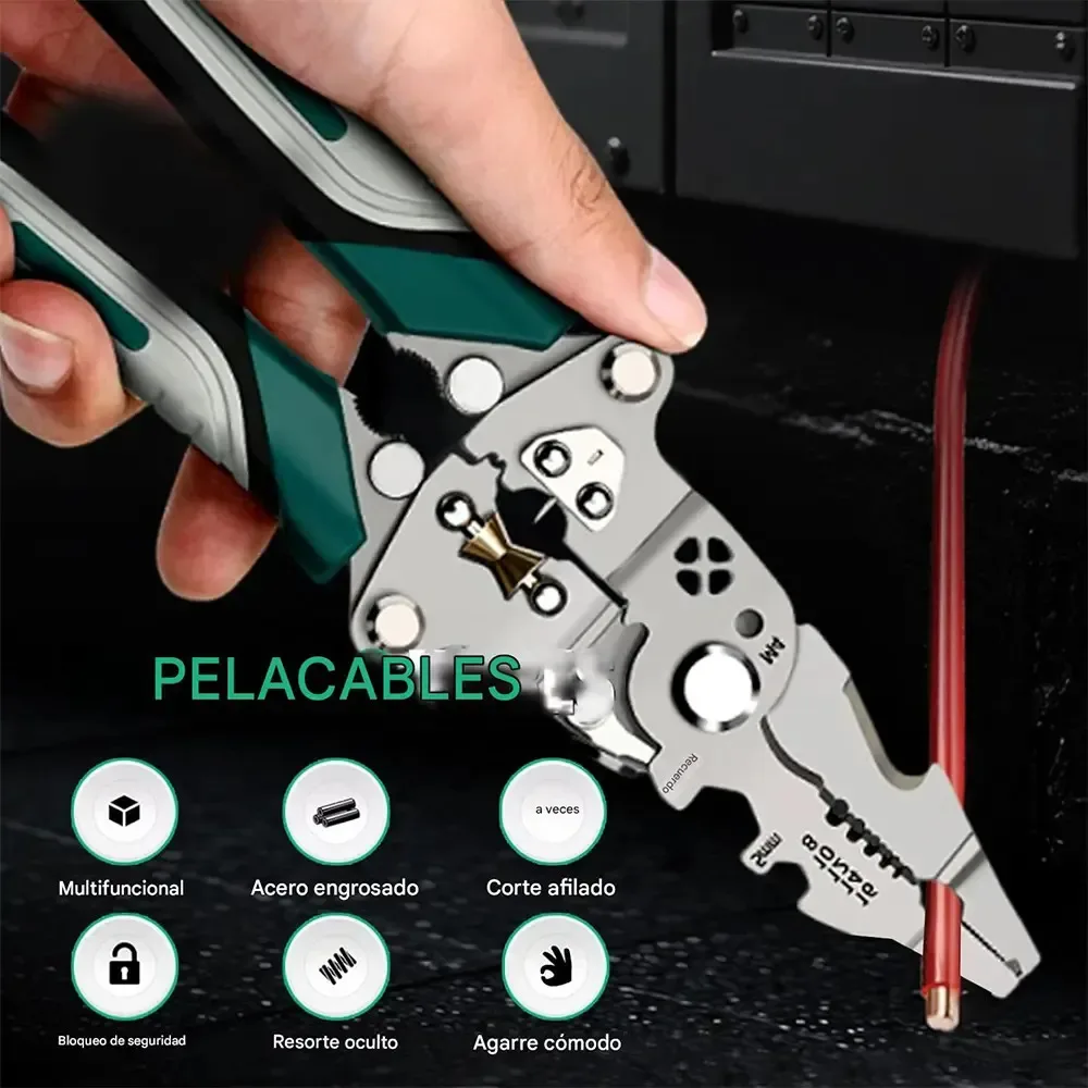 Pelacables Plegable Multifunción Con Crimpadora Y Cortador