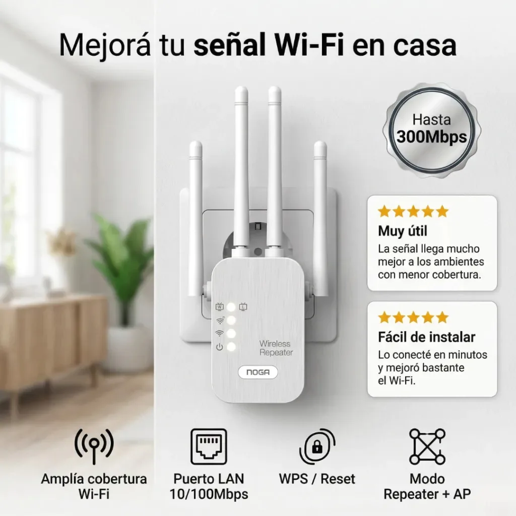 Repetidor Wifi 300mbps 2.4ghz Noga Nga-rep5
