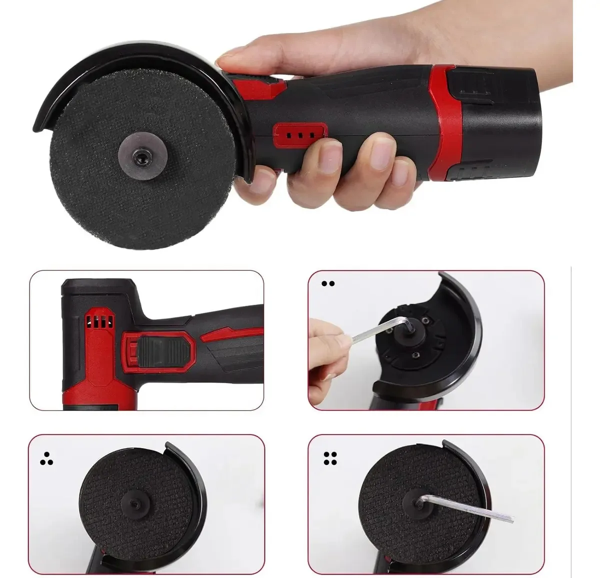 Mini Amoladora Angular Inalambrica Recargable 71mm 12v 2 Baterias