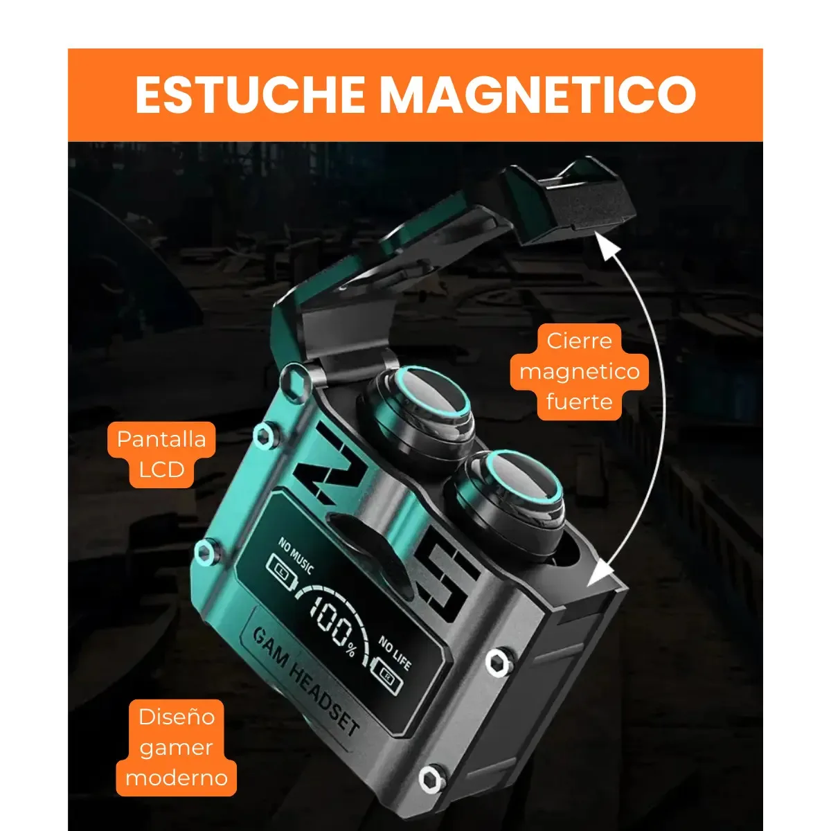 Auriculares Bluetooth Gamer 5.3 - Power Bank Negro