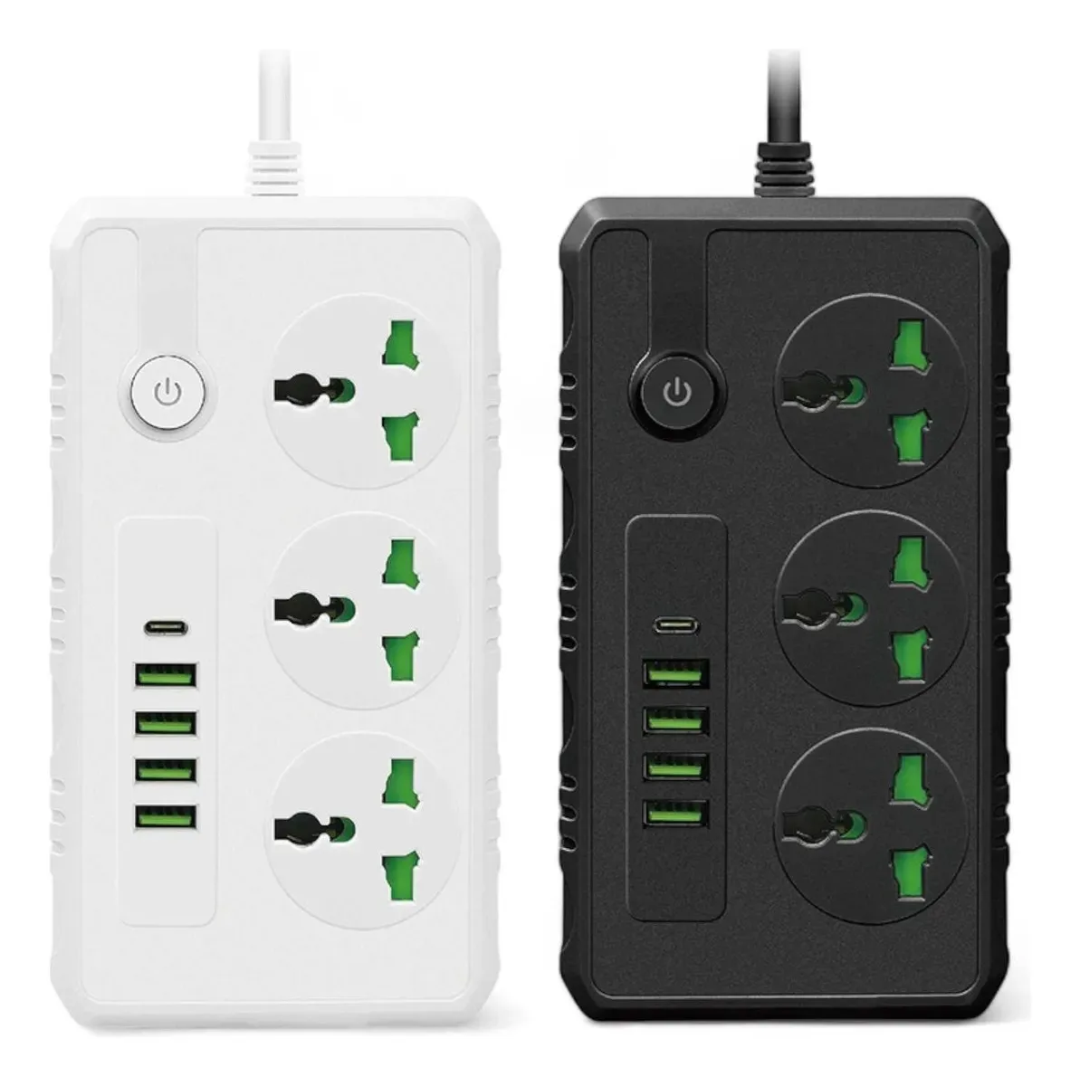 Zapatilla Alargue Inteligente 4 Usb 3.0a + 1 Tipo C + 3 Tomas 2000w Color Blanco