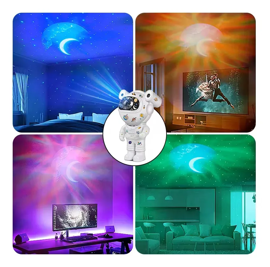 Astronauta Proyector Estrellas Galaxia Lampara Parlante Bluetooth Blanco