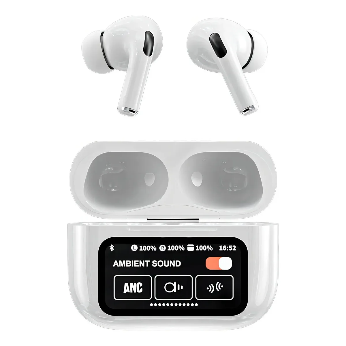 Auriculares Bluetooth Cancelación Ruido Lcd Pantalla Táctil Color Blanco