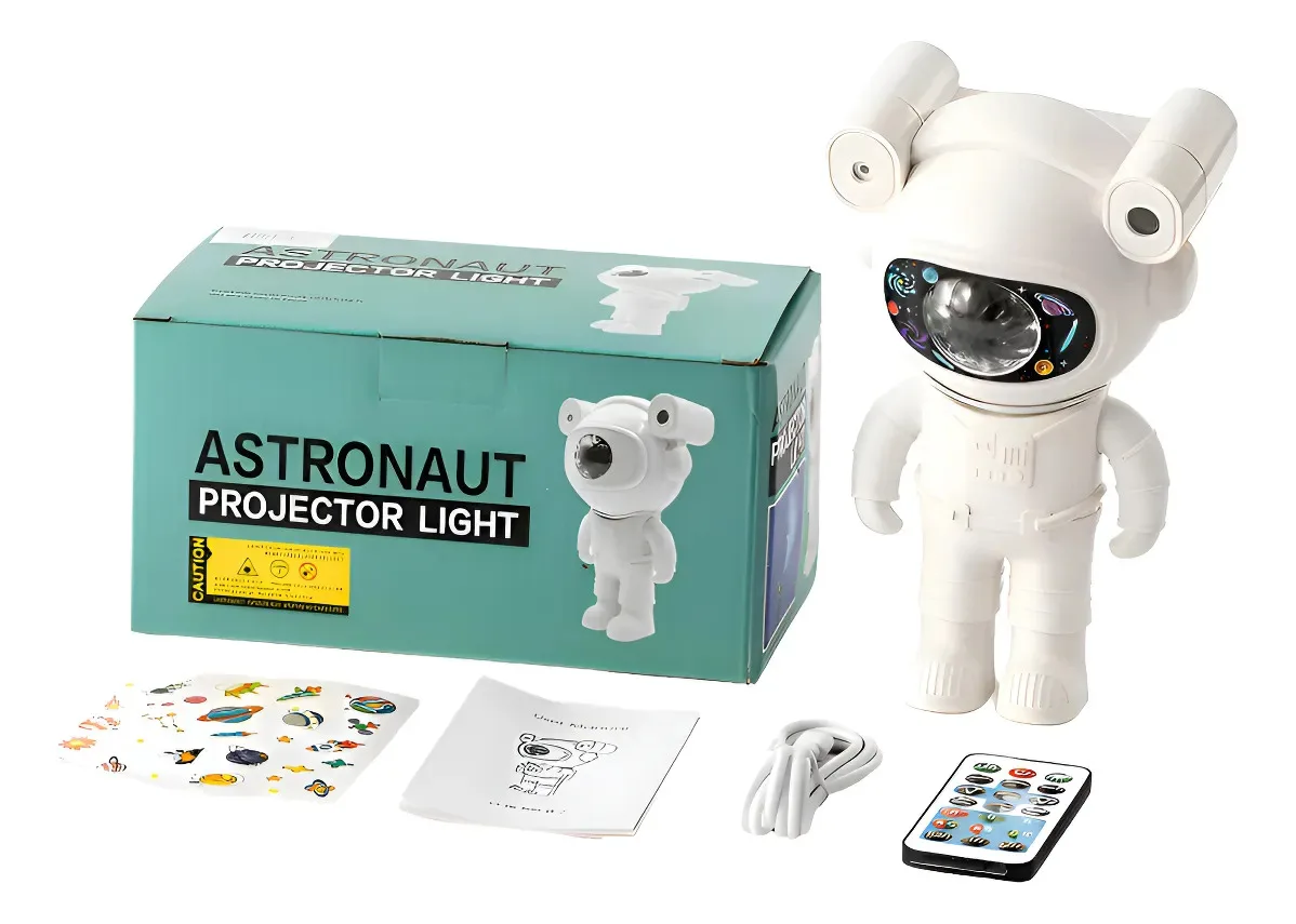 Astronauta Proyector Estrellas Galaxia Lampara Parlante Bluetooth Blanco