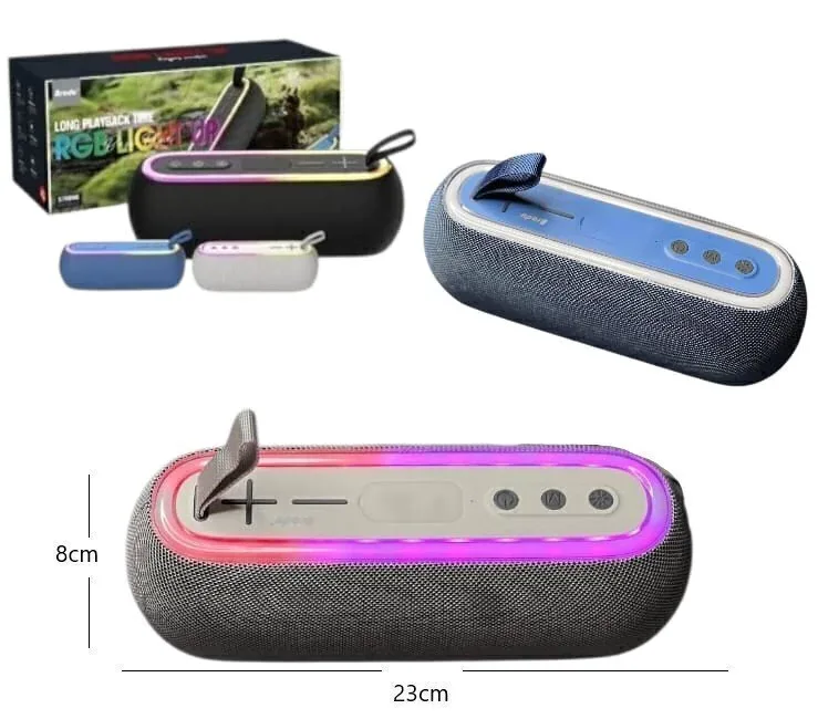 Parlante Portátil Bluetooth Inalámbrico Led Rgb Bts2192 Negro 10w