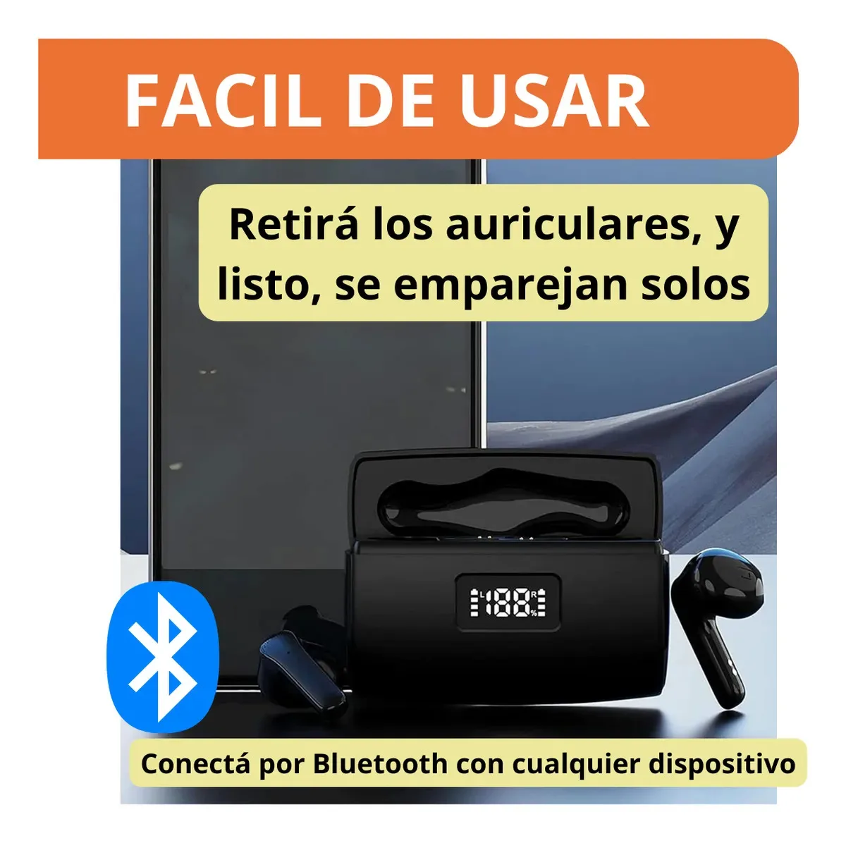 Auriculares Inalambricos Bluetooth In Ear Tws Mic Power Bank Blancos