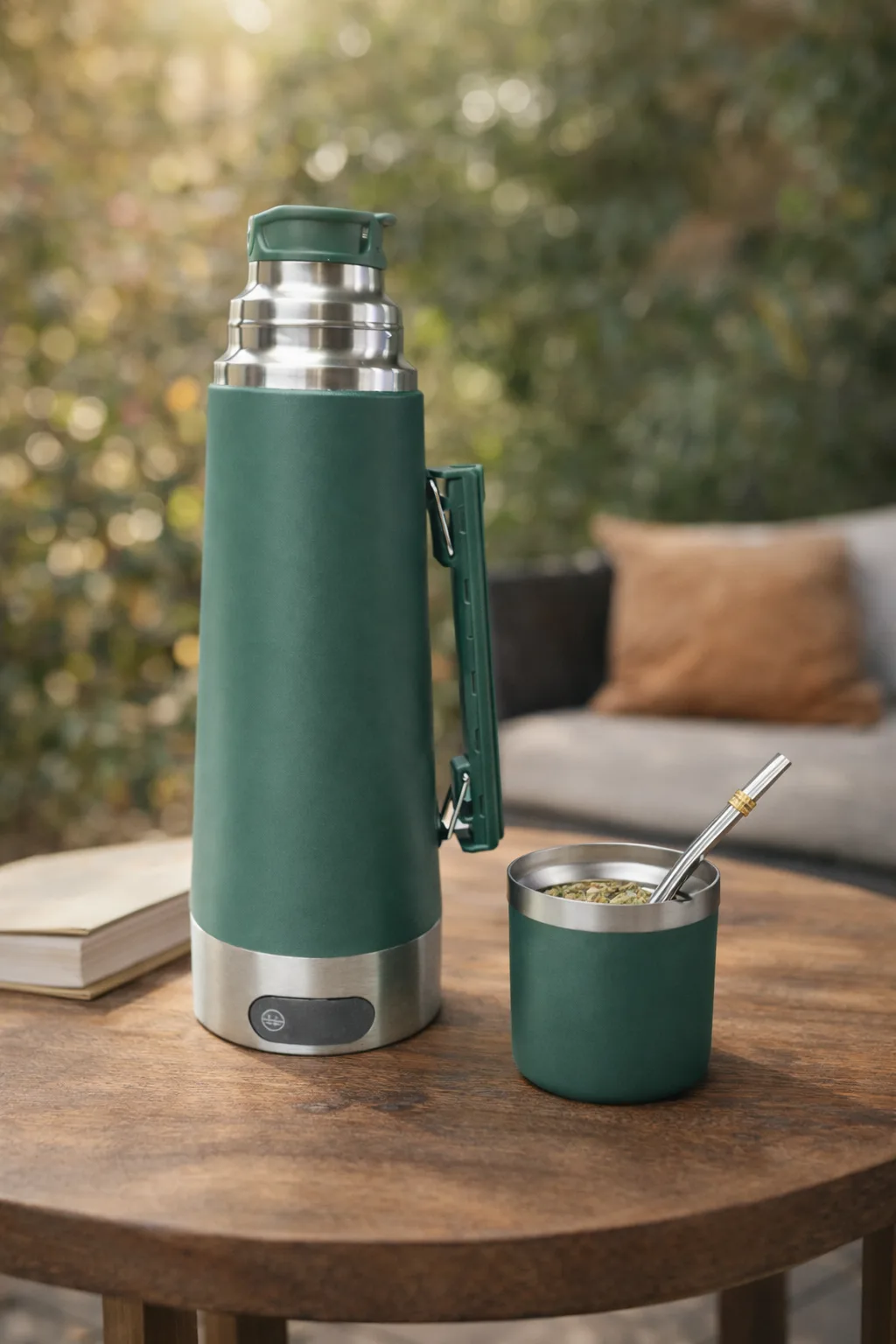 Termo Eléctrico 1,2 Litros Tapa Mate Y Bombilla 700w Color Verde