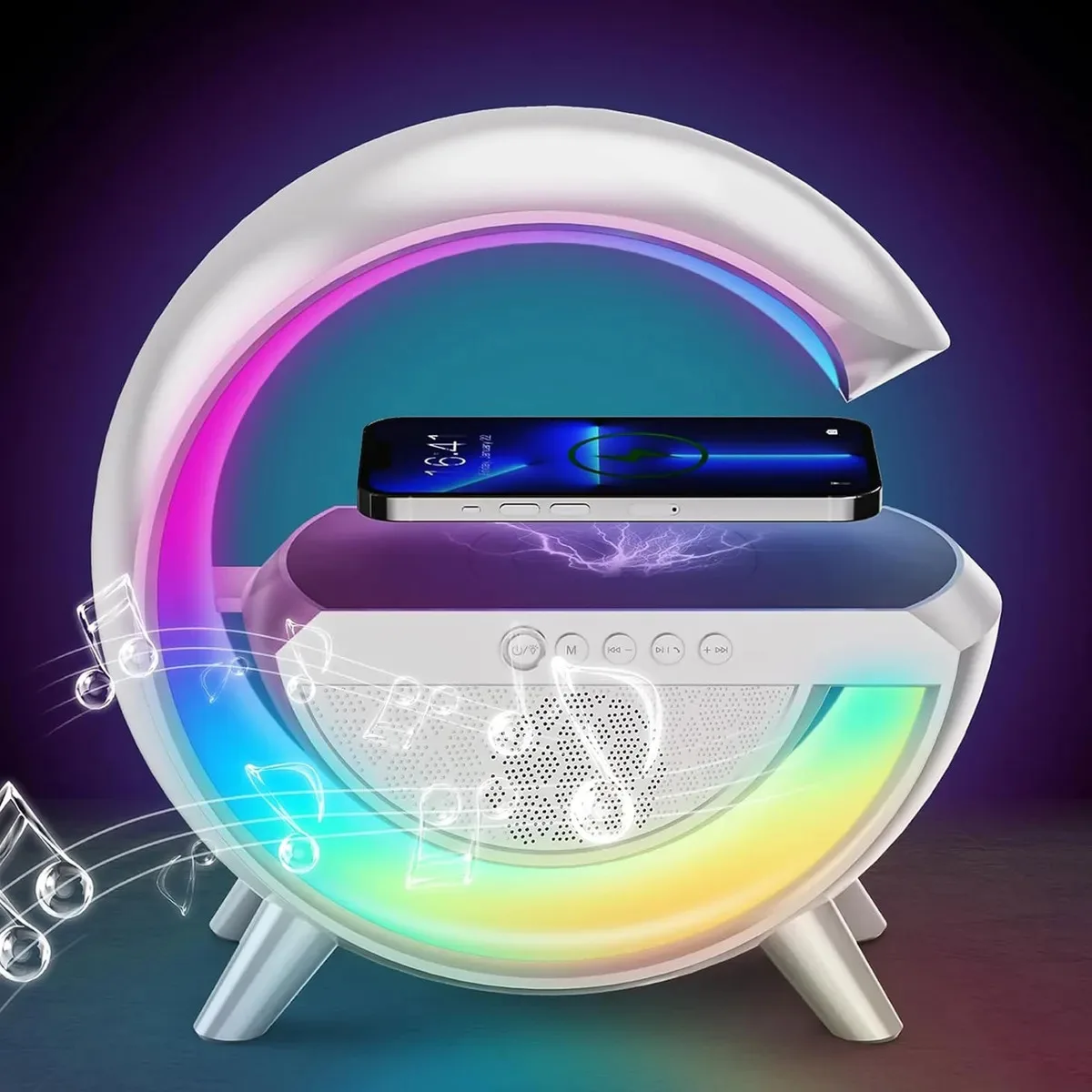 Velador Parlante Bluetooth Luz Led Rgb Portátil Cargador Inalámbrico Celular