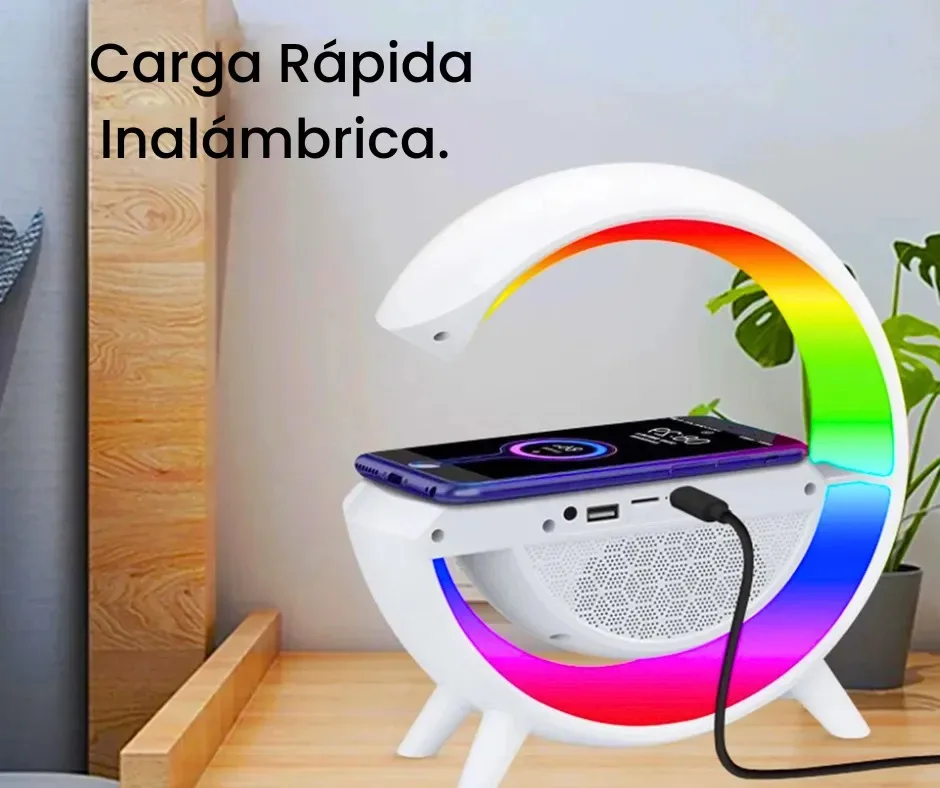 Velador Parlante Bluetooth Luz Led Rgb Portátil Cargador Inalámbrico Celular
