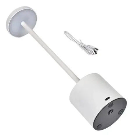 Lampara Velador Luz Moderna Metálica Touch Recargable Blanco